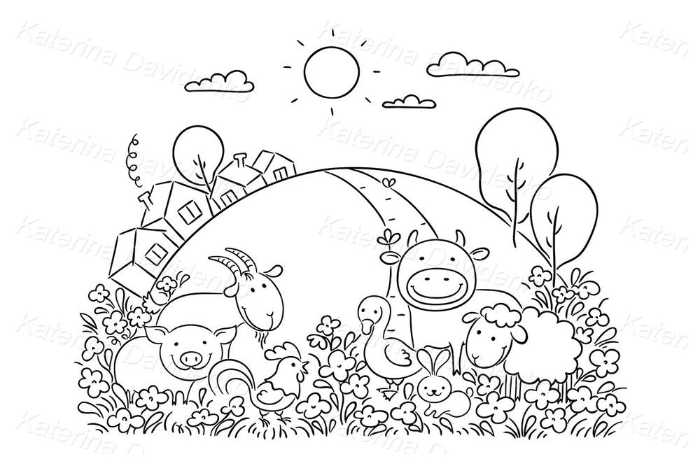 Cute farm animals clipart – cartoon cow, pig, sheep, goat & more for kids crafts and teaching