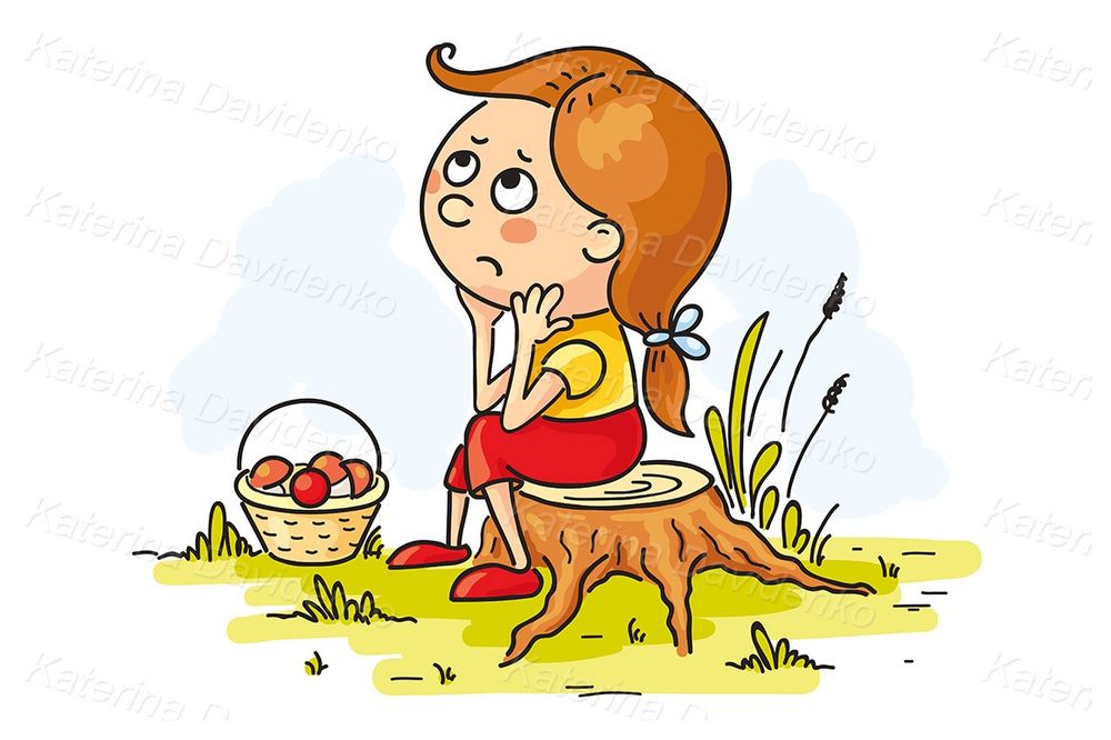 Cute cartoon girl in the woods vector clipart