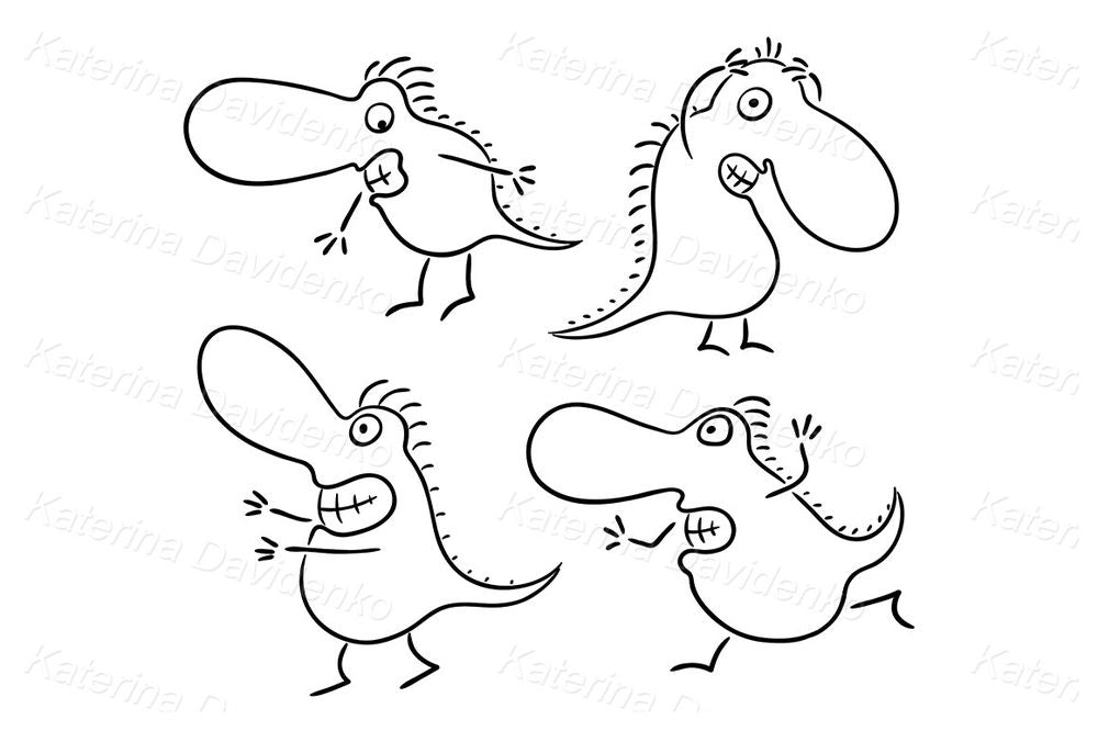 Funny cartoon monster clipart for stickers & activity books