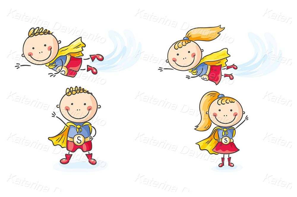 Vector cartoon superhero costume kid clipart