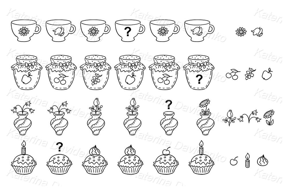Pattern Recognition Worksheet – Educational Clipart for Preschool Logic Games & Printable Activities