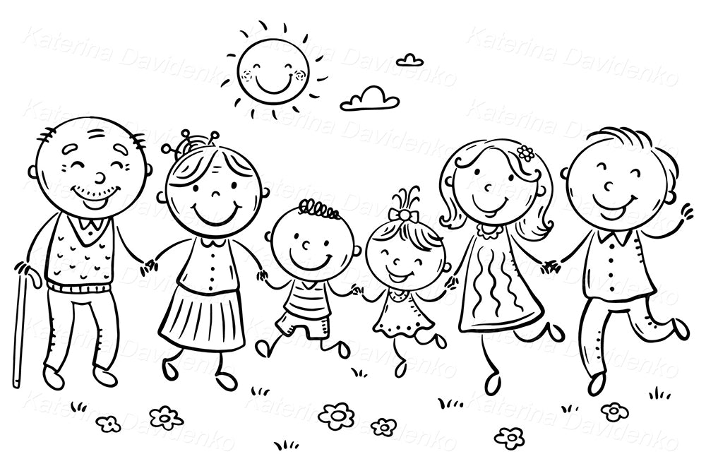 Happy Family Jumping With Joy Clipart – Cute Cartoon Illustration