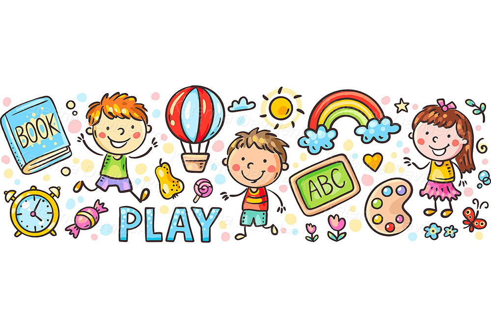 Doodle Kids Borders Clipart – Fun School & Playtime Vector Set