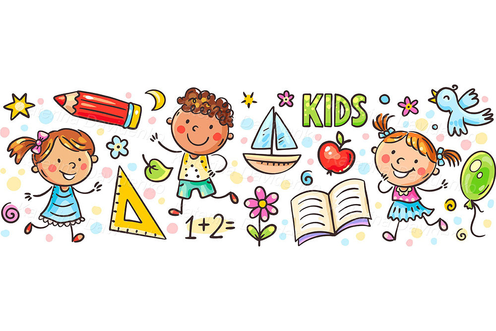Doodle Kids Borders Clipart – Fun School & Playtime Vector Set