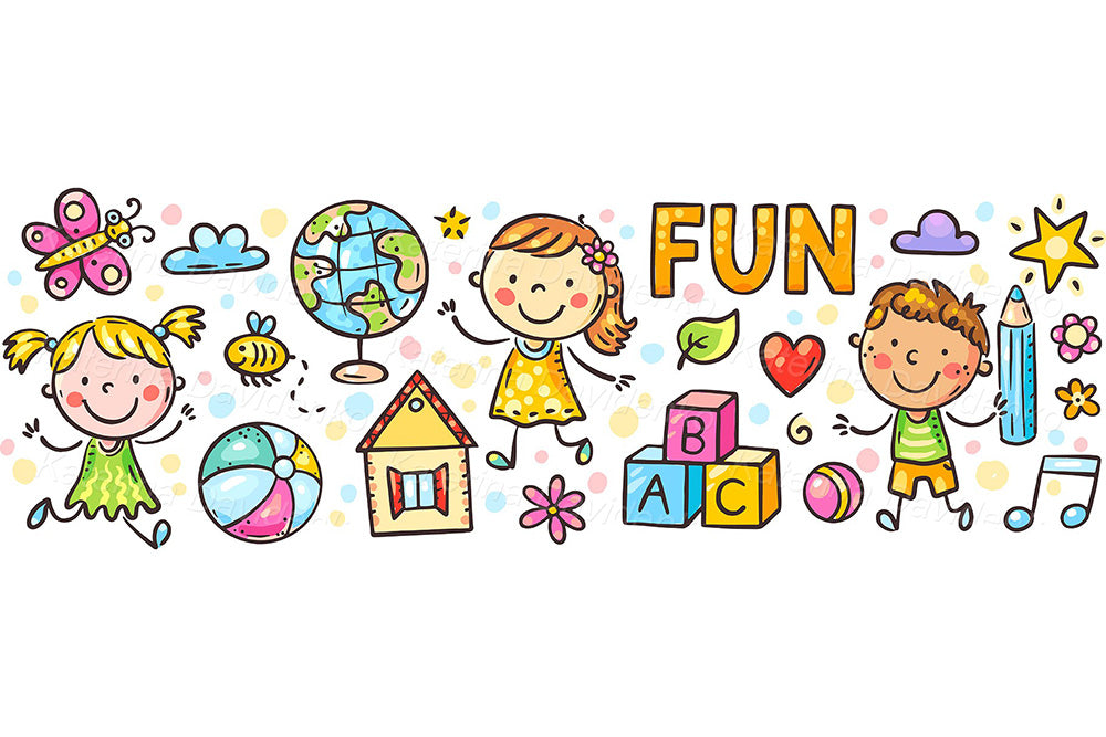 Doodle Kids Borders Clipart – Fun School & Playtime Vector Set