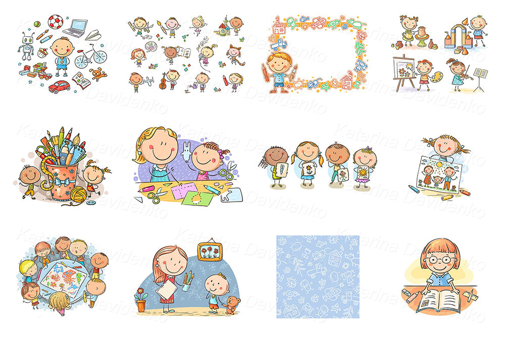 Creative kids clipart bundle for teaching resources & books