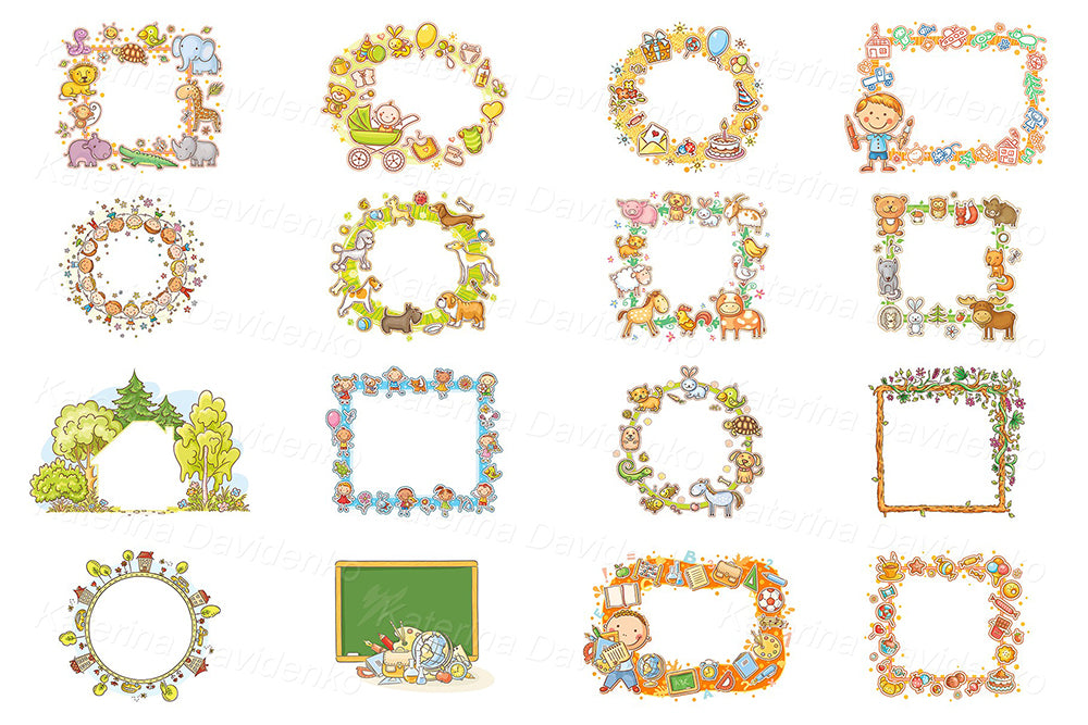 Cartoon Frames Bundle – Fun Kids Border Clipart Set