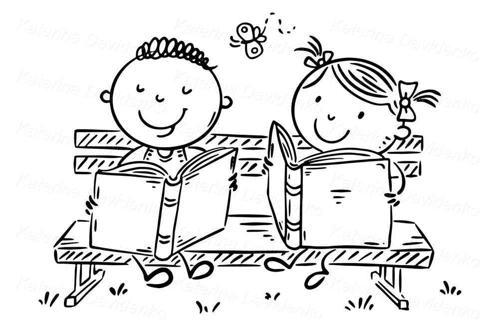 Kids Reading Book Clipart – Cute Cartoon Illustration for Learning Visuals