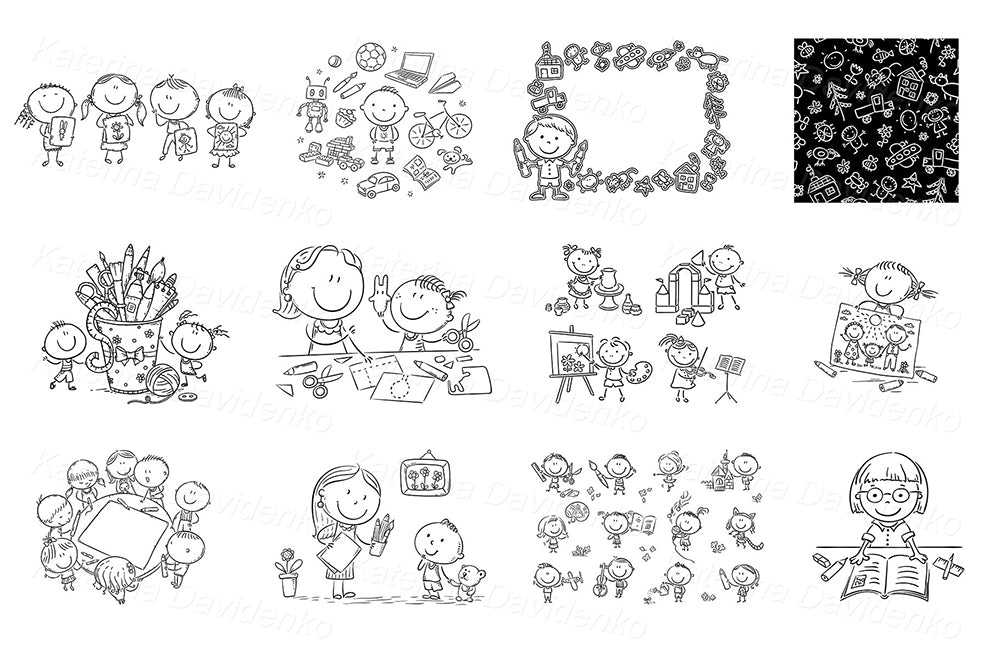 Creative kids clipart bundle for teaching resources & books