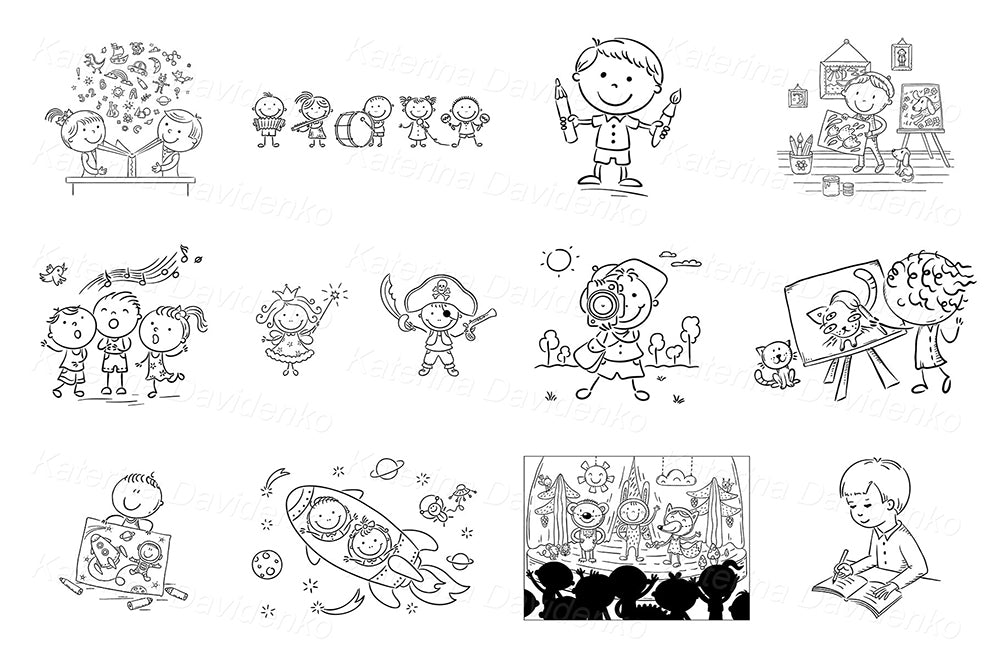 Creative kids clipart bundle for teaching resources & books