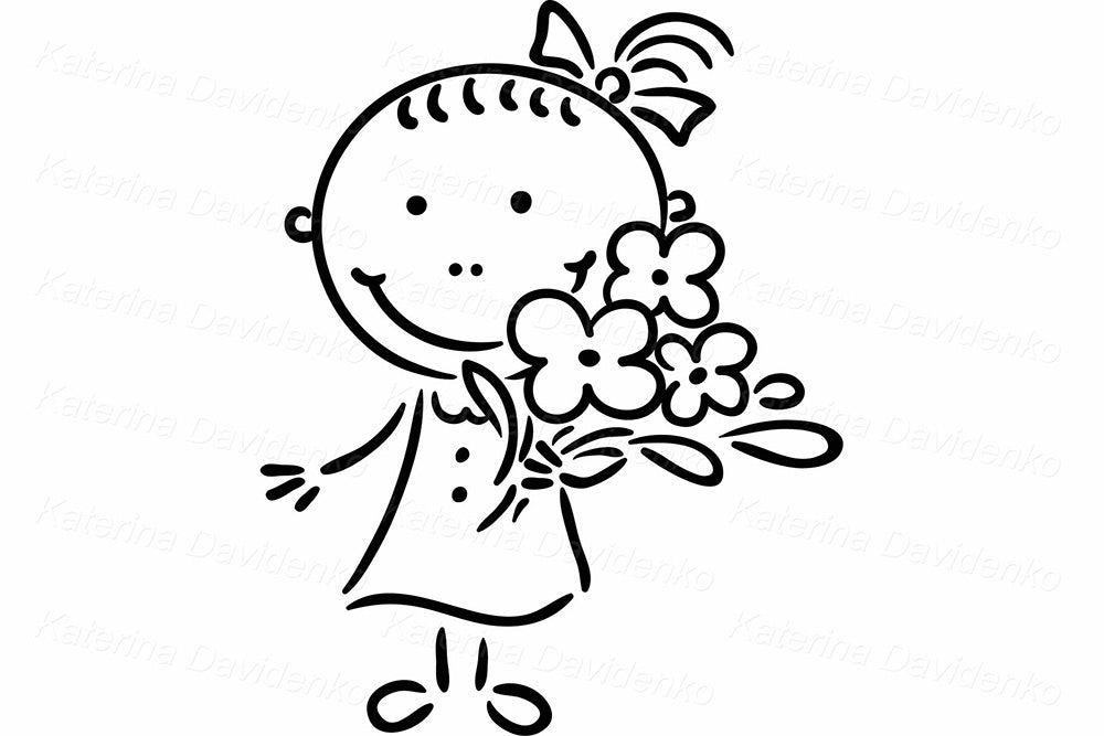 Birthday Kids Clipart – Black & White Celebration Vector Set
