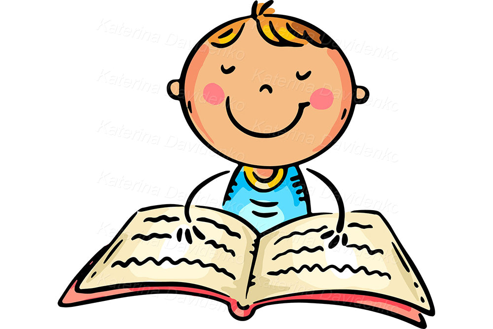 Kids education clipart set. Cute children with school things