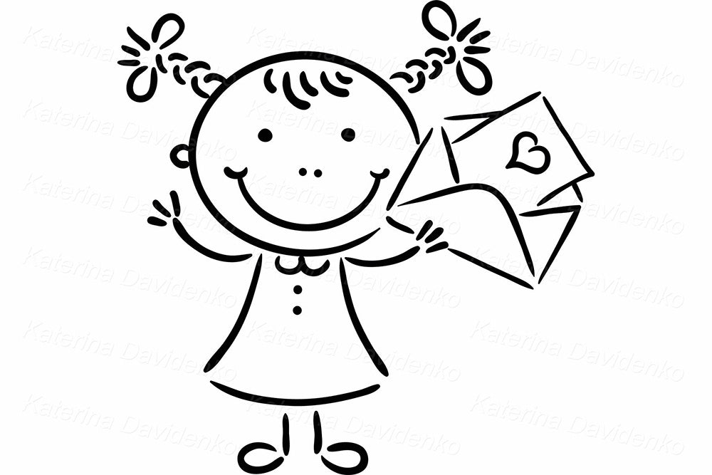 Birthday Kids Clipart – Black & White Celebration Vector Set