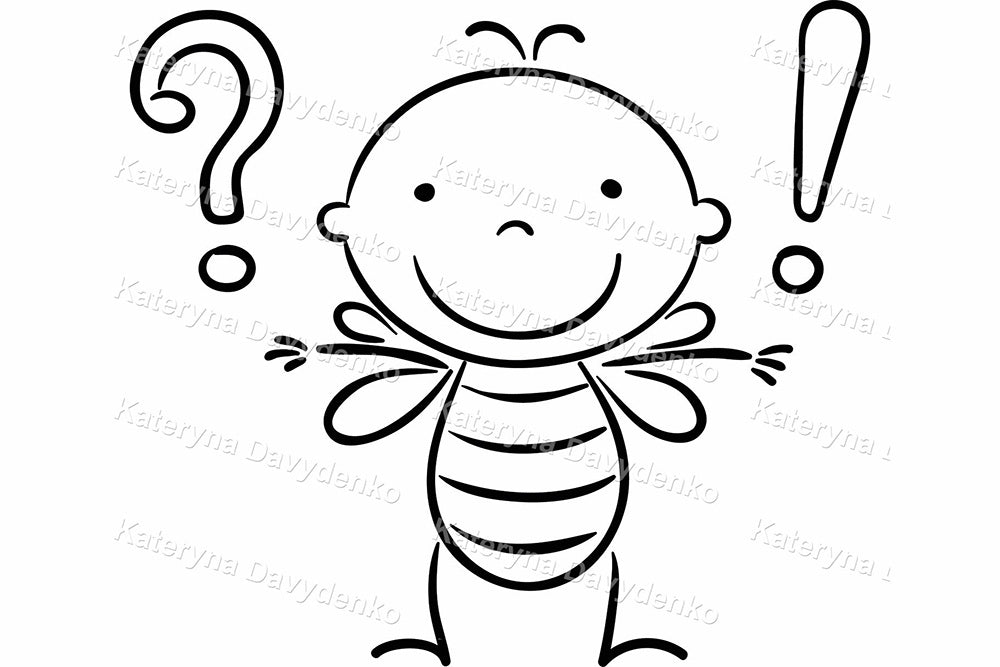 Set of line art cartoon character with signs and objects