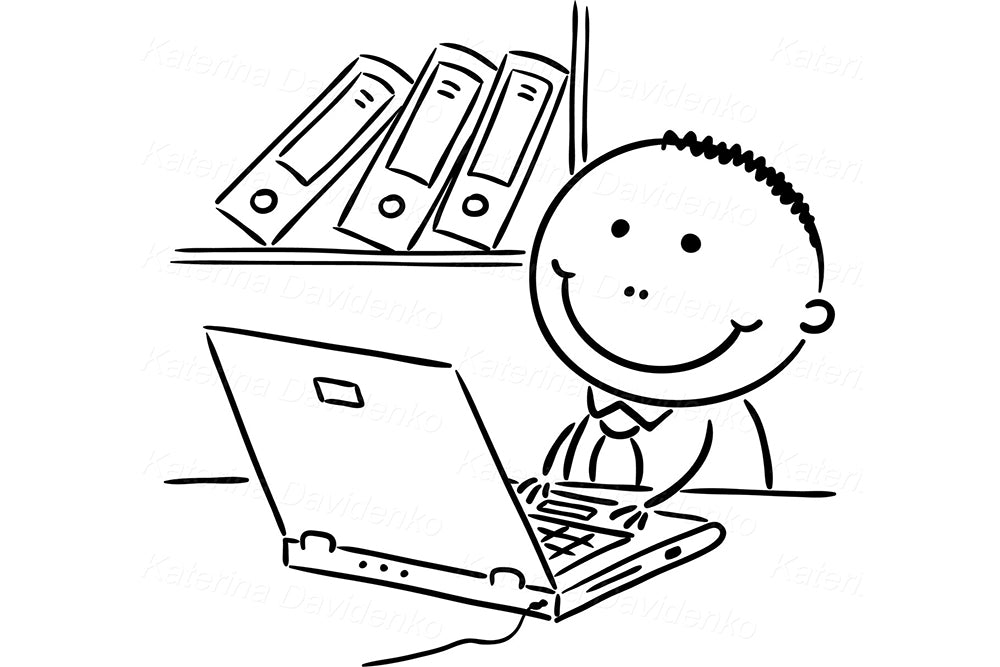 Business Doodle Clipart – Office People Charts & Global Vector Set