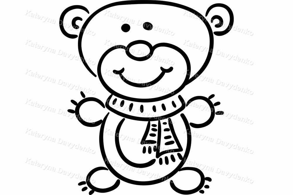 Kids Toys Clipart Set. Black & White Vector Illustrations