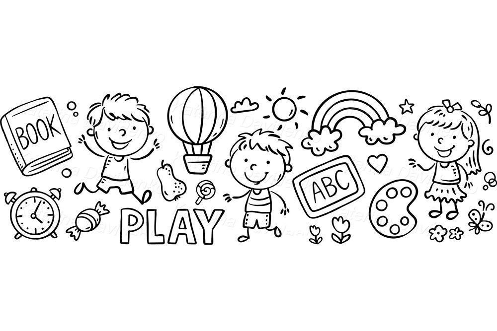 Doodle Kids Borders Clipart – Fun School & Playtime Vector Set