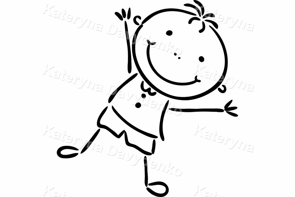 World Kids Around Globe – Black and White Vector Drawing
