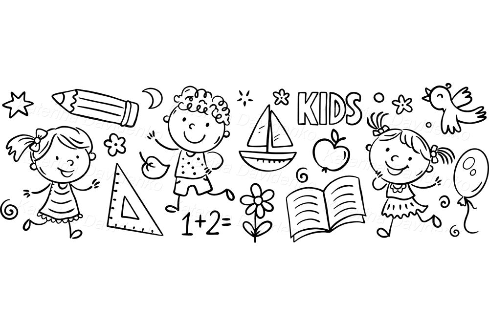 Doodle Kids Borders Clipart – Fun School & Playtime Vector Set