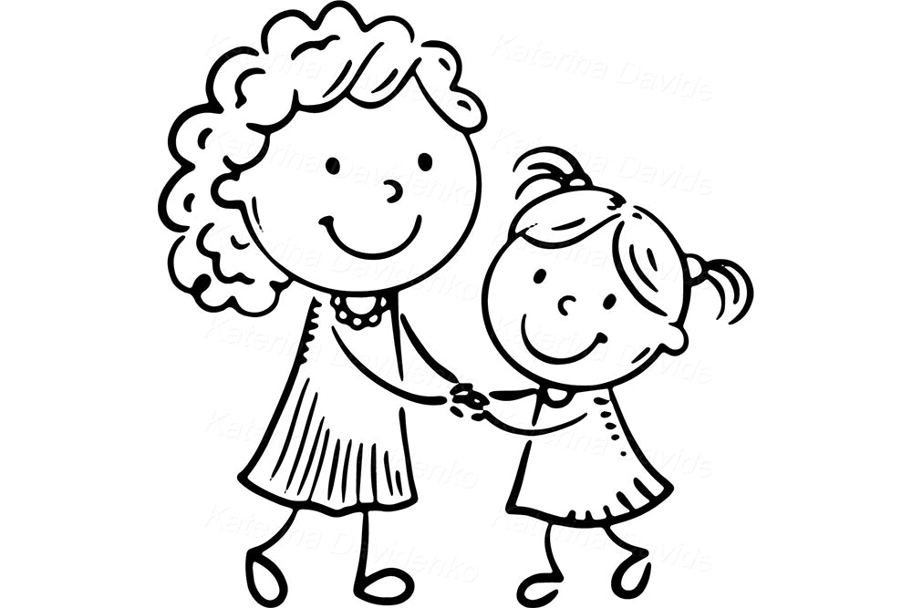 Parent and Child Activities Doodle Set – Family Love Line Art