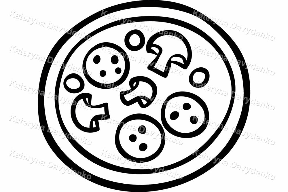 Boy with Groceries. Black and White Food Cartoon Clipart Set