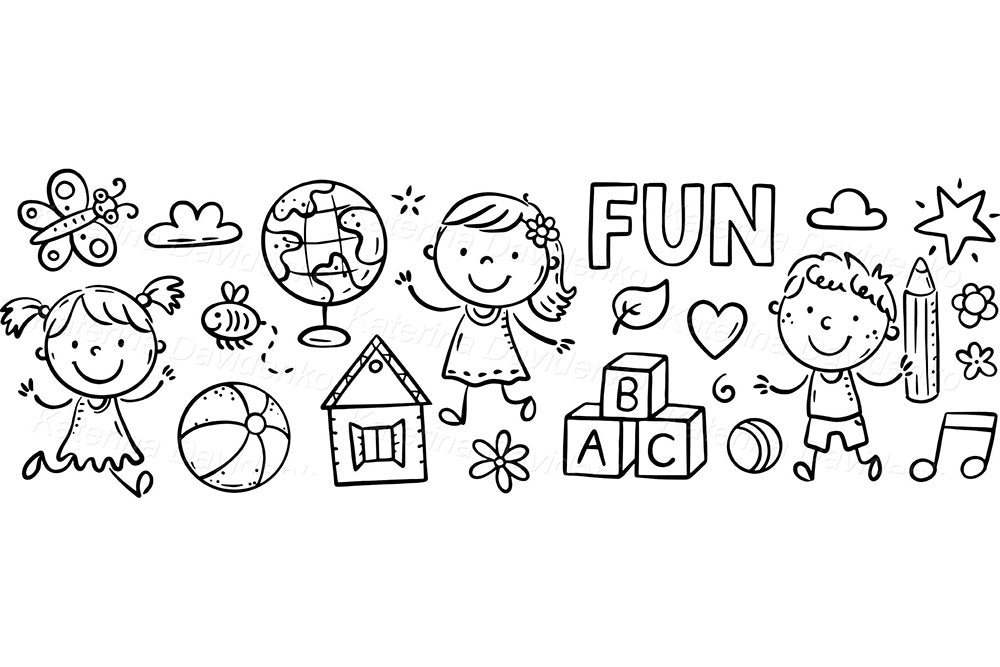 Doodle Kids Borders Clipart – Fun School & Playtime Vector Set