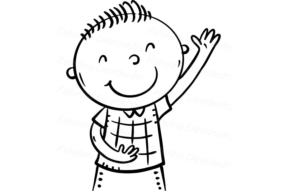 Black and White Family Portrait – Cute Parents with kid Clipart