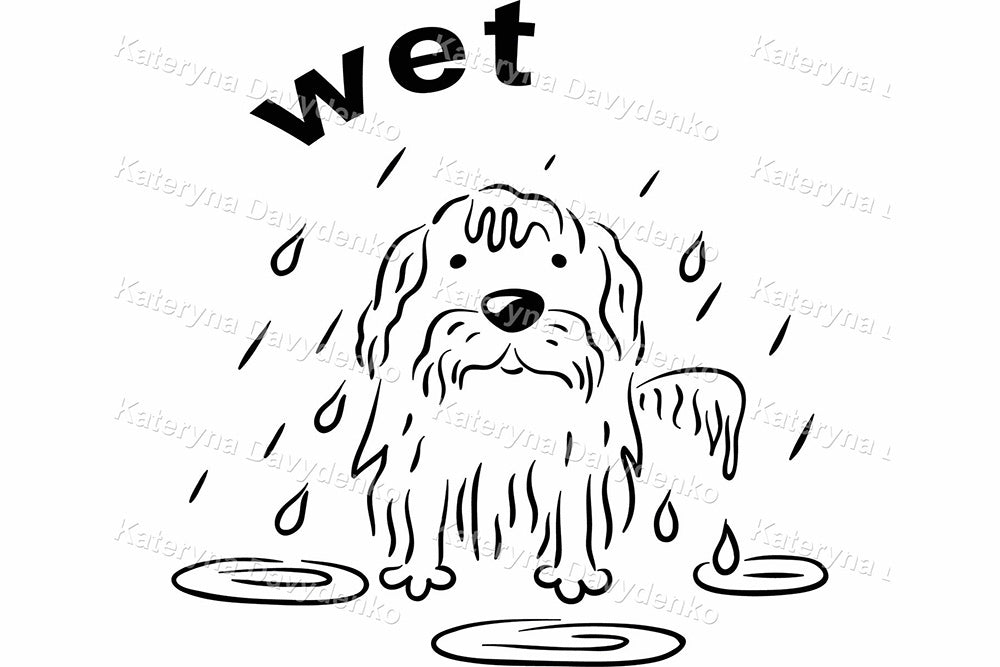 Antonyms Black and White Clipart Set. Educational Kids Illustration