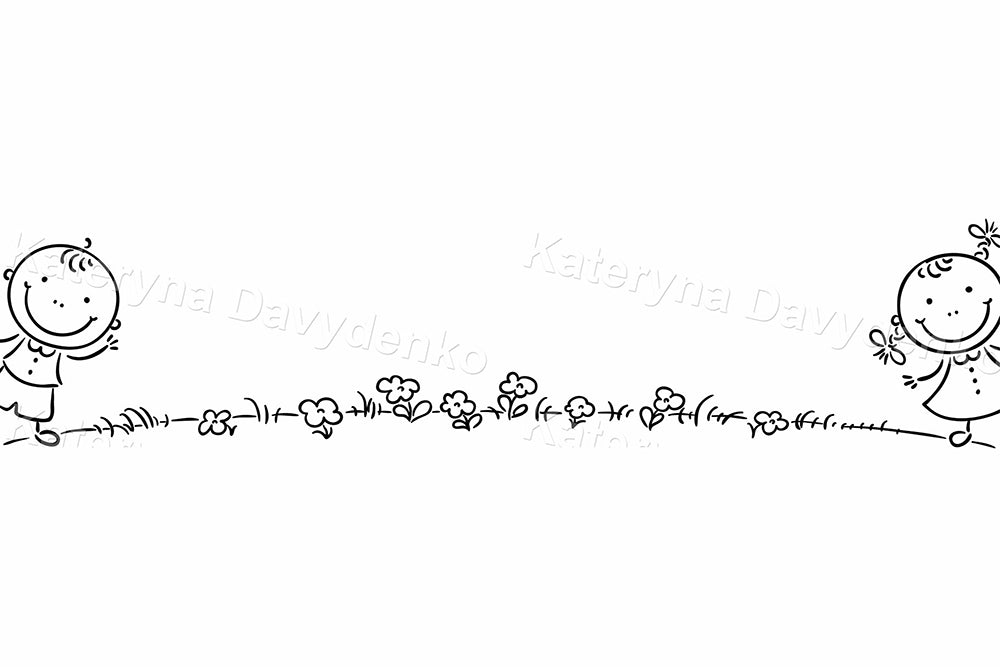 Black and White Kids Banner Set – Horizontal Nature Cliparts