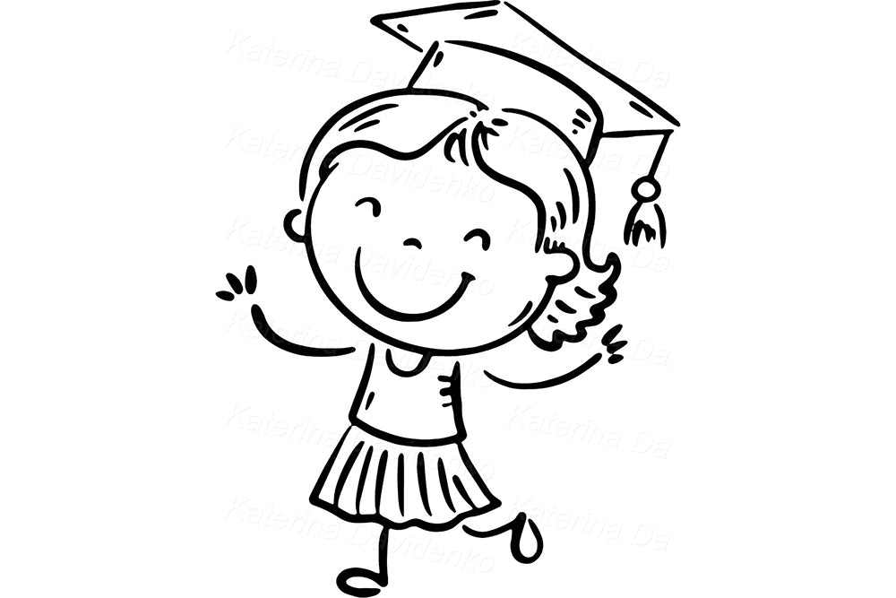 Black and white school kids clipart set. Cartoon school children with books, learning outline illustration