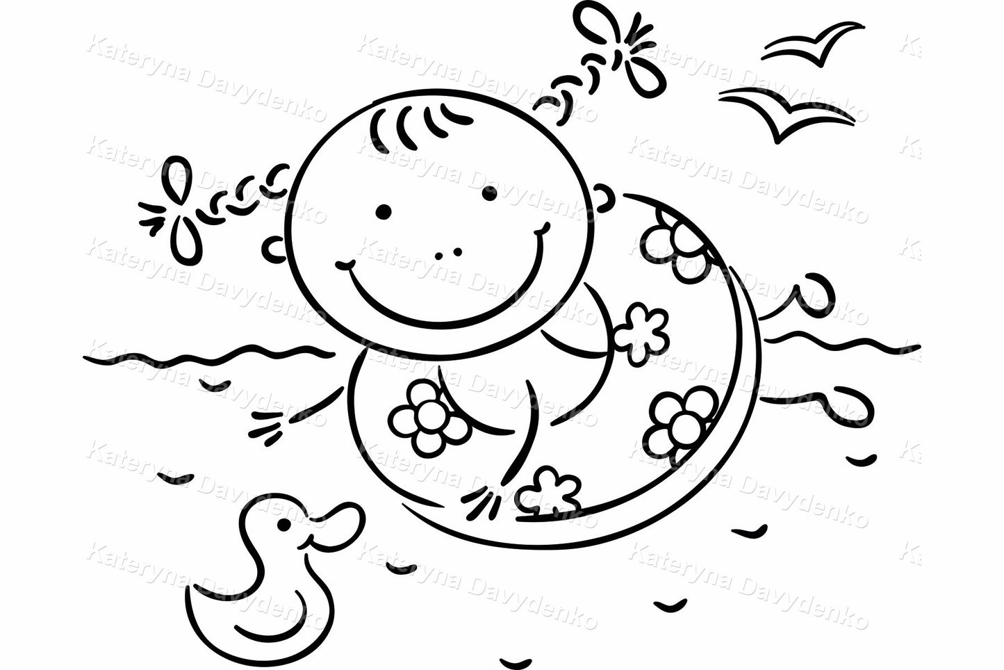 4 Seasons girl clipart. Line art seasonal kids activities set
