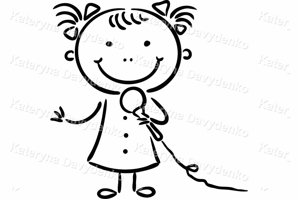 Kids Music Band Clipart – Black and White Musical Illustration