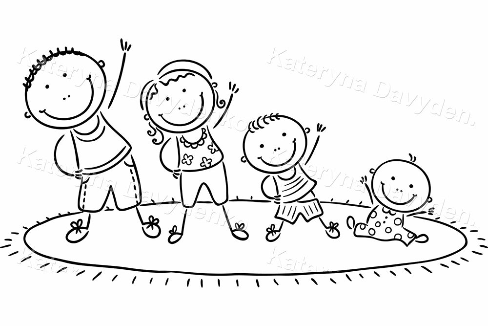 Happy family doing morning exercises