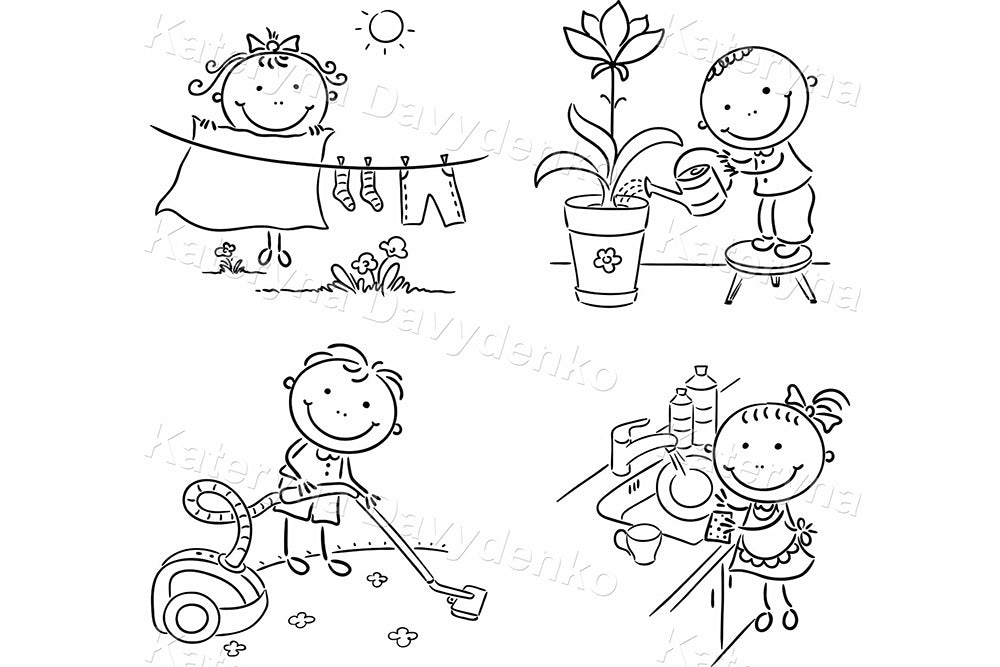 Kids helping their parents with the housework