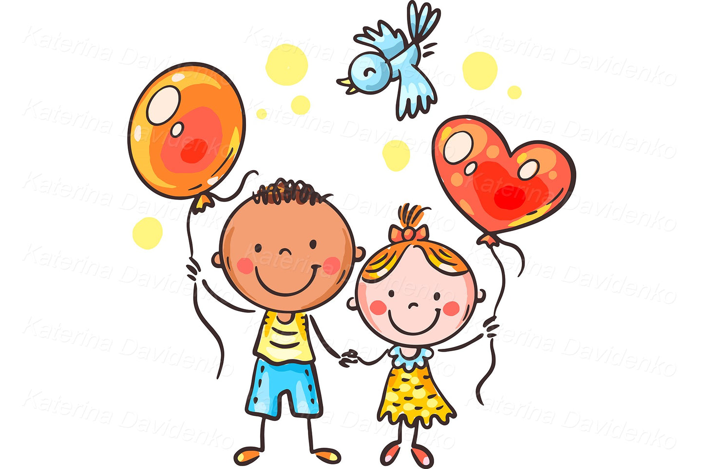 Birthday Party Kids Clipart – Cute Hand-Drawn Celebration Set