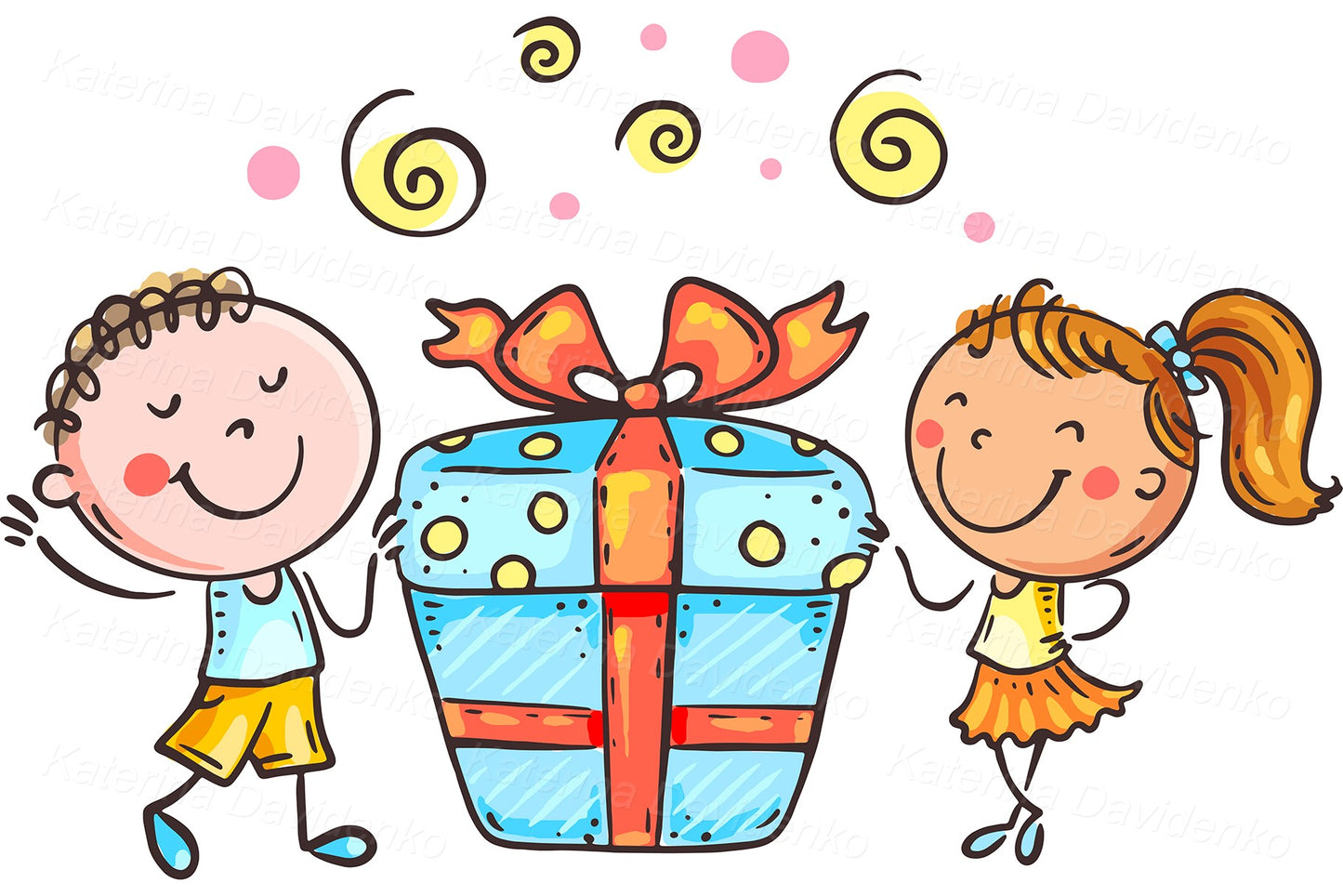 Birthday Party Kids Clipart – Cute Hand-Drawn Celebration Set