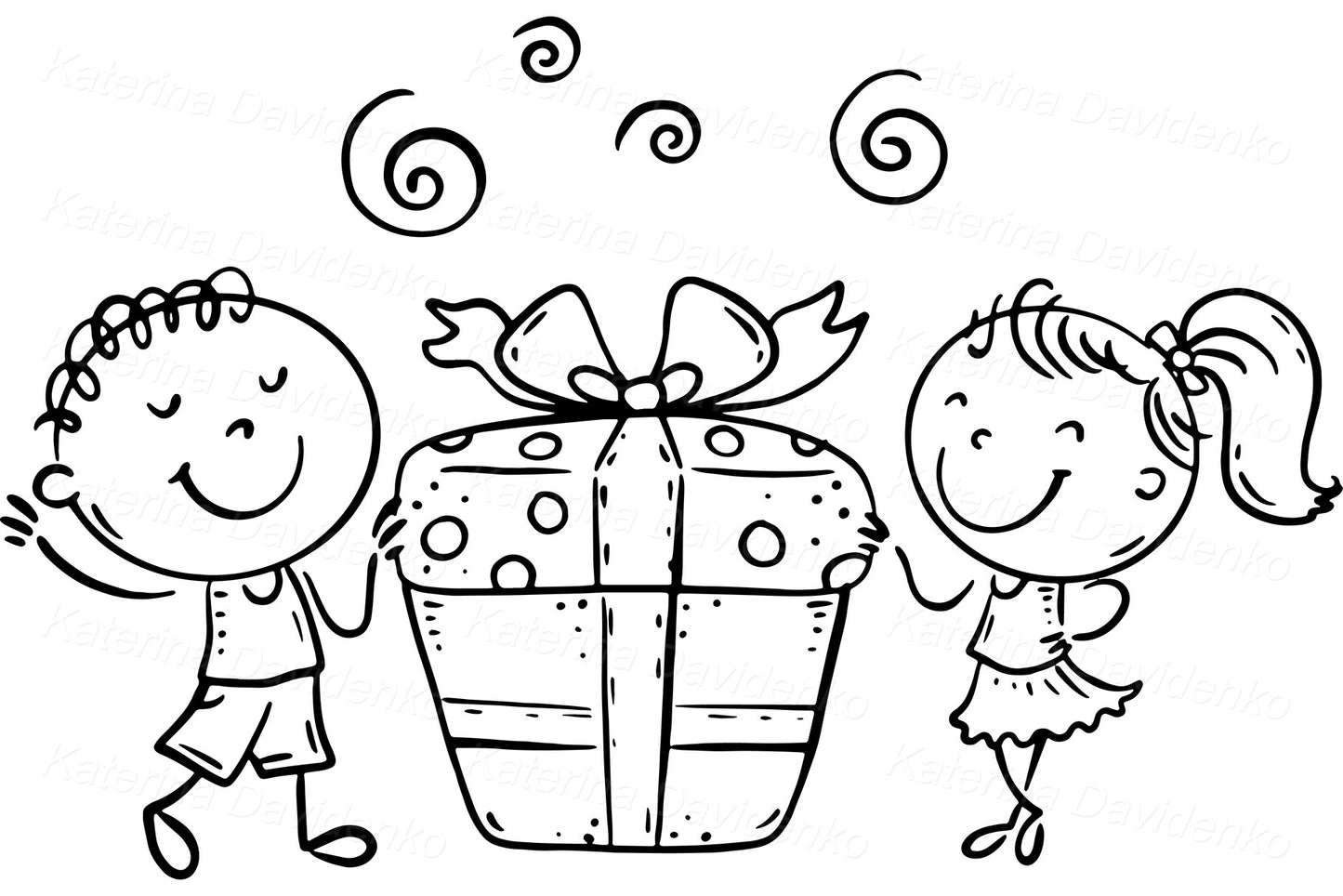 Birthday Party Kids Clipart – Cute Hand-Drawn Celebration Set