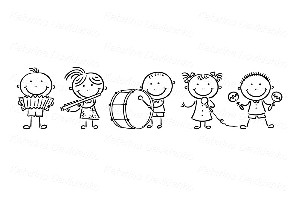Kids Band Clipart – Cartoon Music Group Illustration