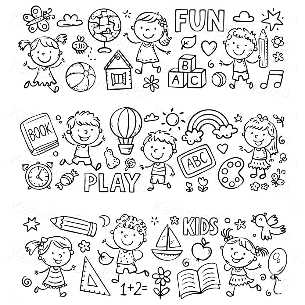Doodle Kids Borders Clipart – Fun School & Playtime Vector Set