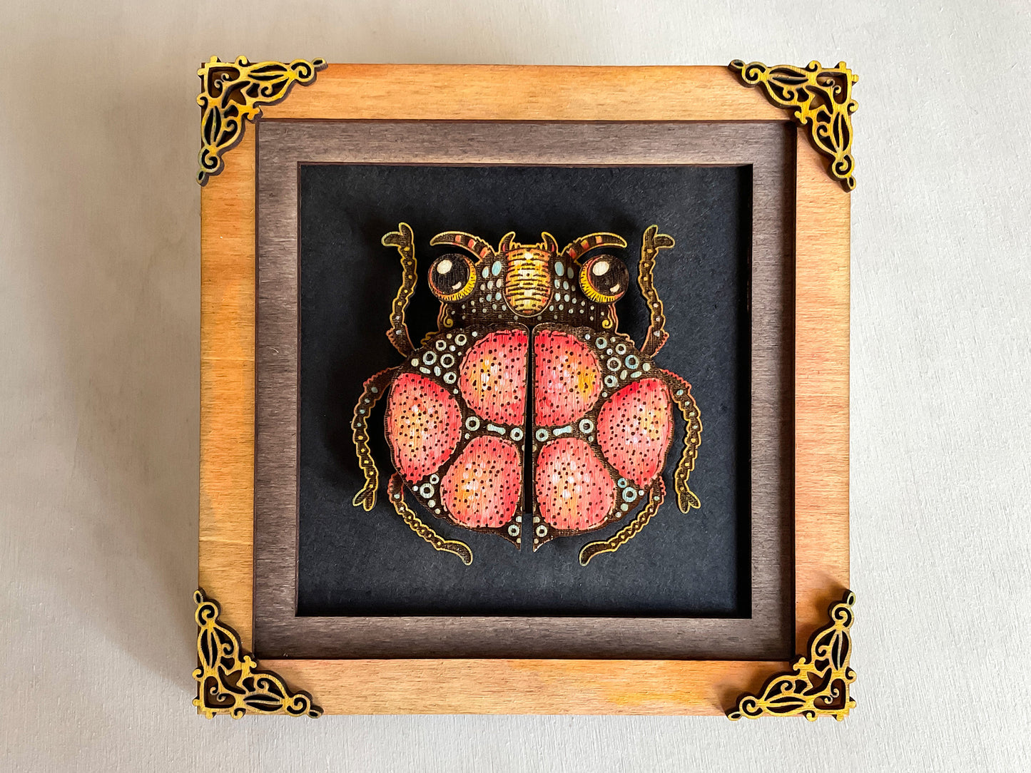 Beetle with frame for laser cutting, Bug wall art, DIY for wood craft