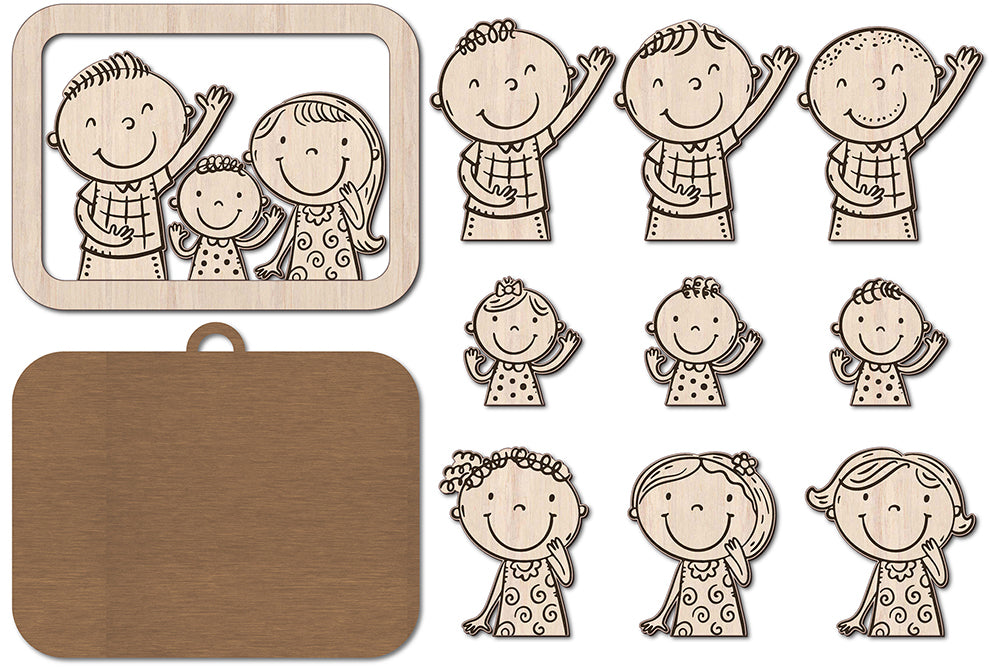 Laser Cut Files - DIY Craft for Kids - Custom Family Portrait SVG