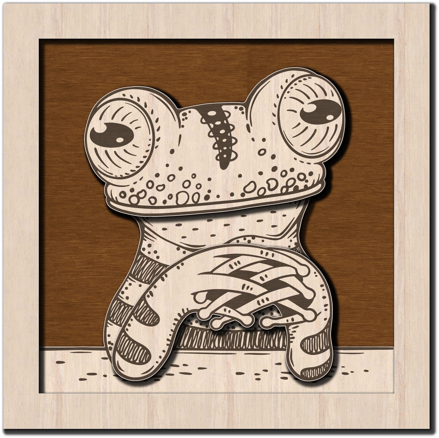 Cute frog laser cut SVG DXF EPS files DIY layered animal wall decor