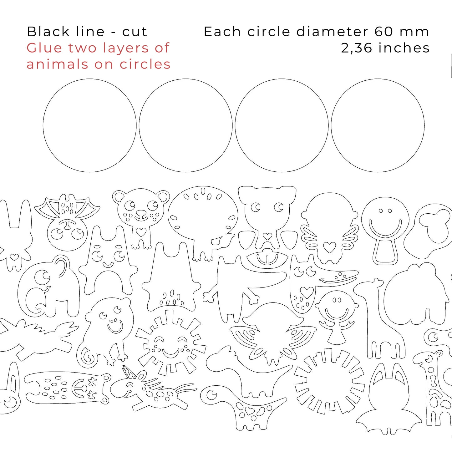 Animal Playdough & Clay Stamps. Laser Cut Files. Cute Kids DIY Craft