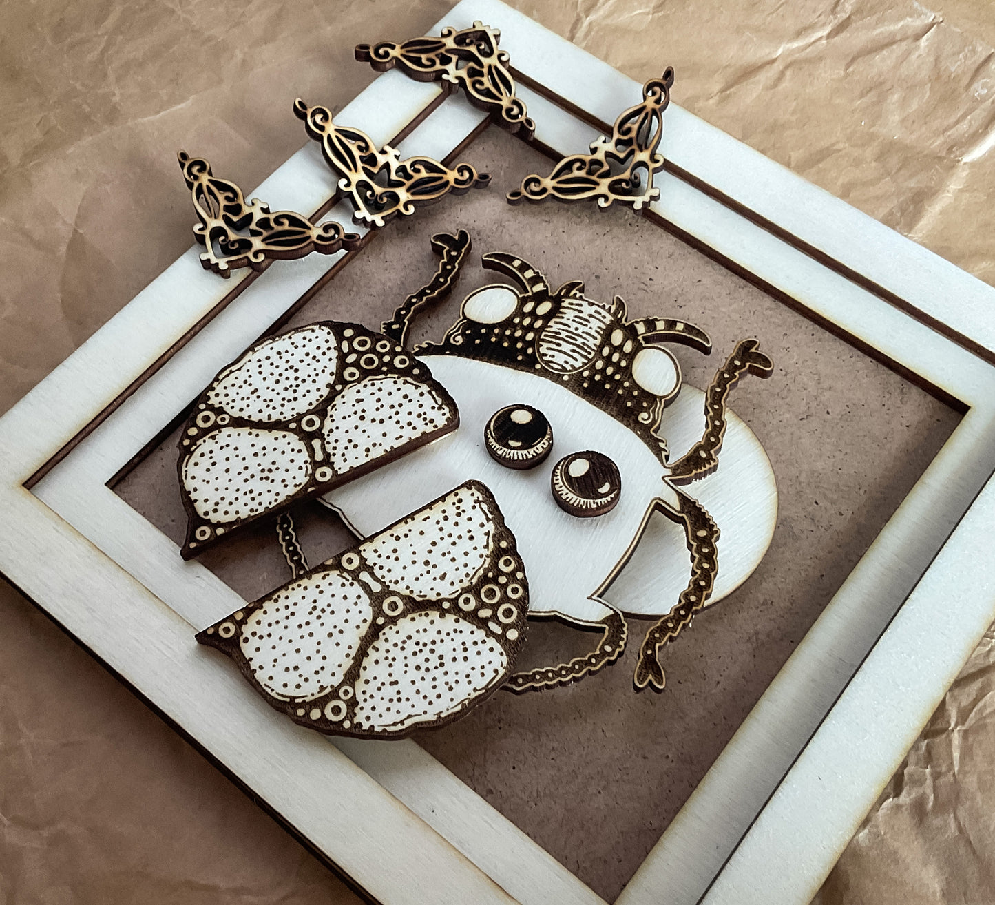 Beetle with frame for laser cutting, Bug wall art, DIY for wood craft