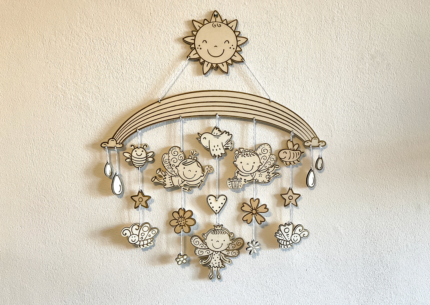 Fairy Mobile Laser Cut Nursery Decor for Kid's Room DIY Hanging Craft