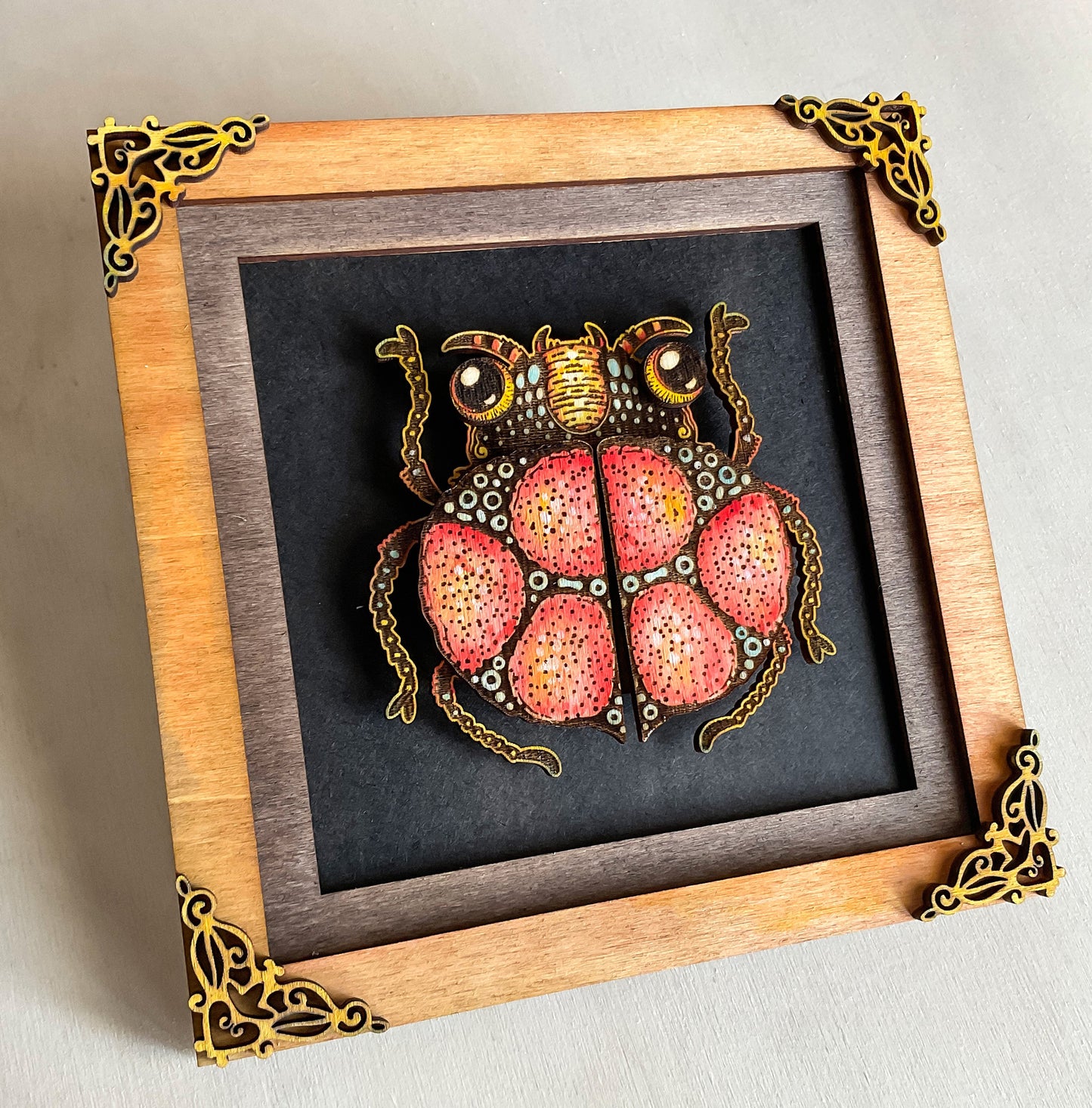 Beetle with frame for laser cutting, Bug wall art, DIY for wood craft