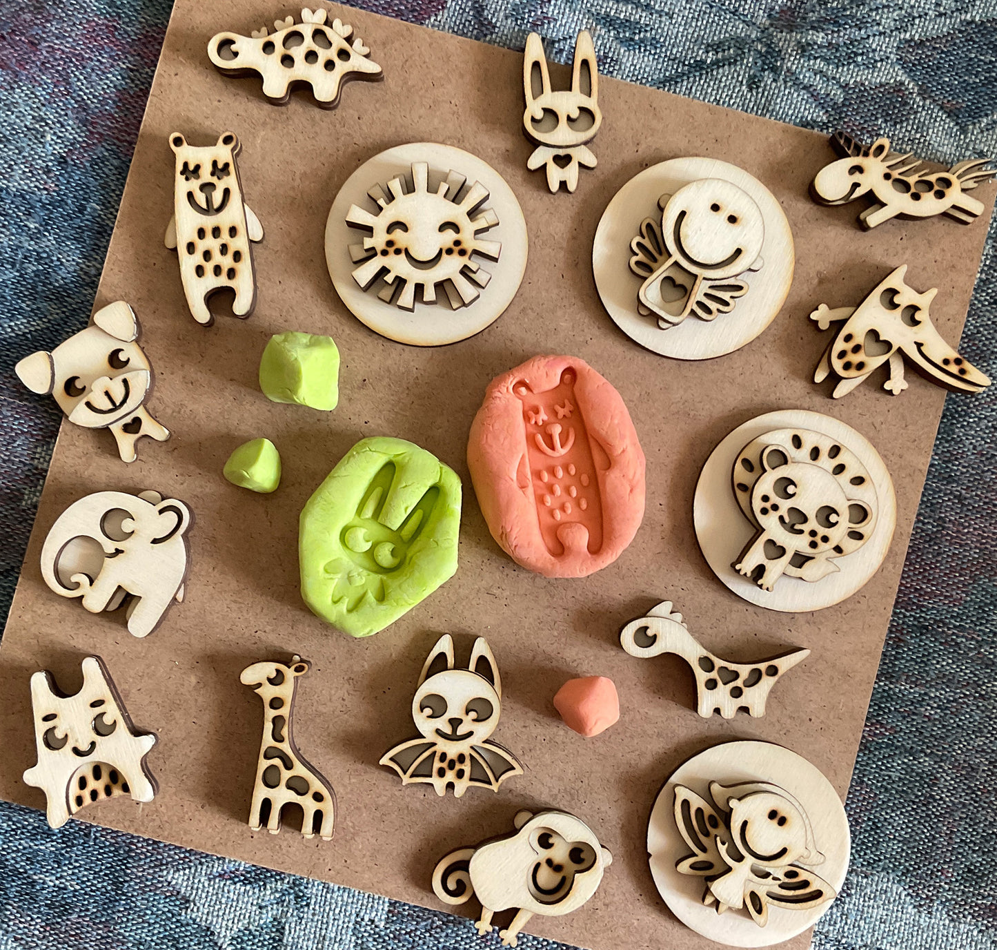 Animal Playdough & Clay Stamps. Laser Cut Files. Cute Kids DIY Craft