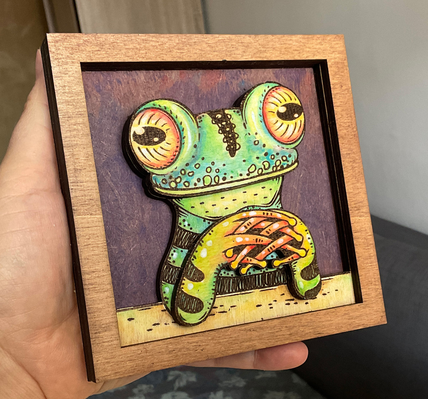 Cute frog laser cut SVG DXF EPS files DIY layered animal wall decor