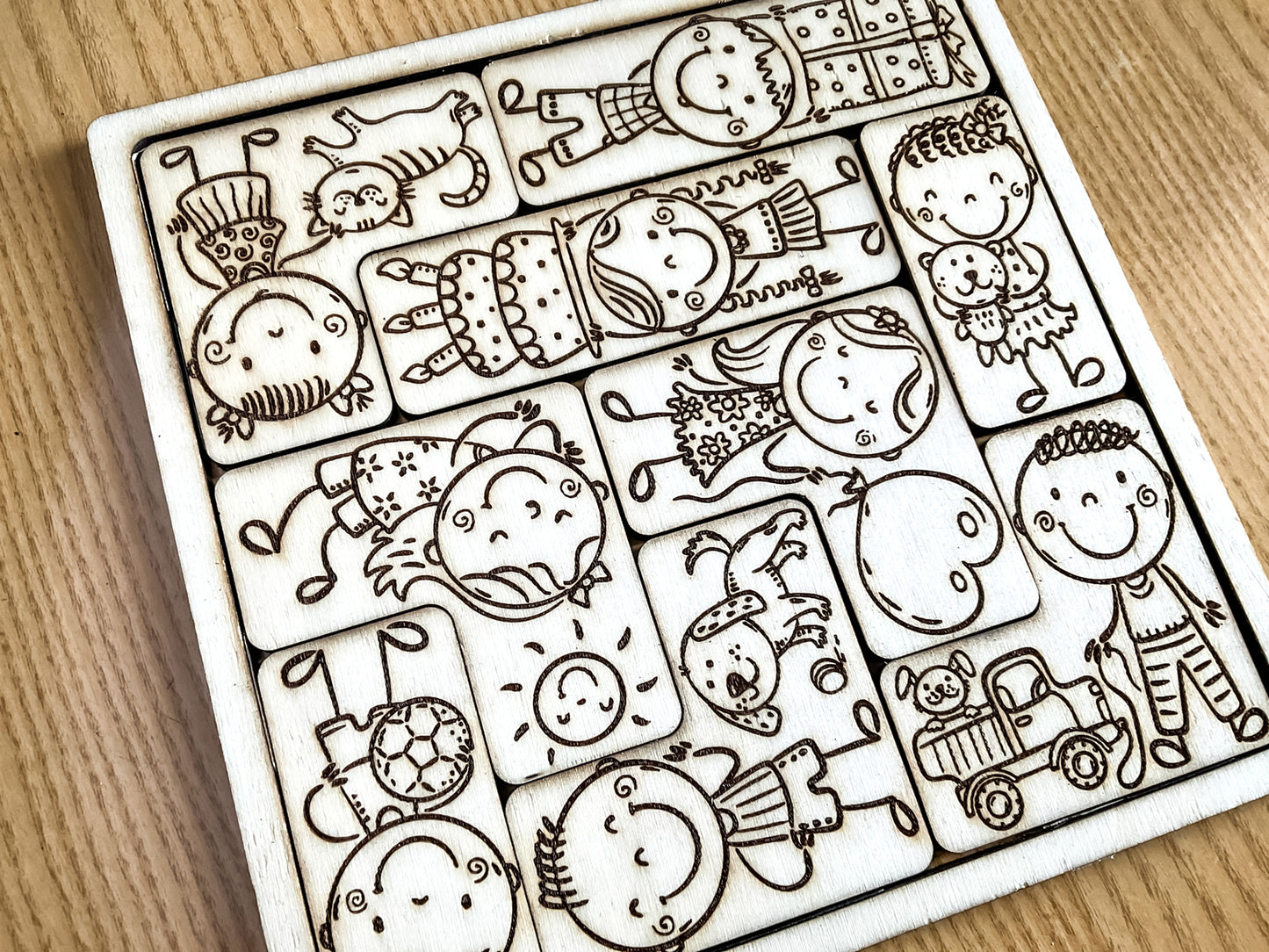 Laser cut wooden puzzle. Montessori learning kids crafting
