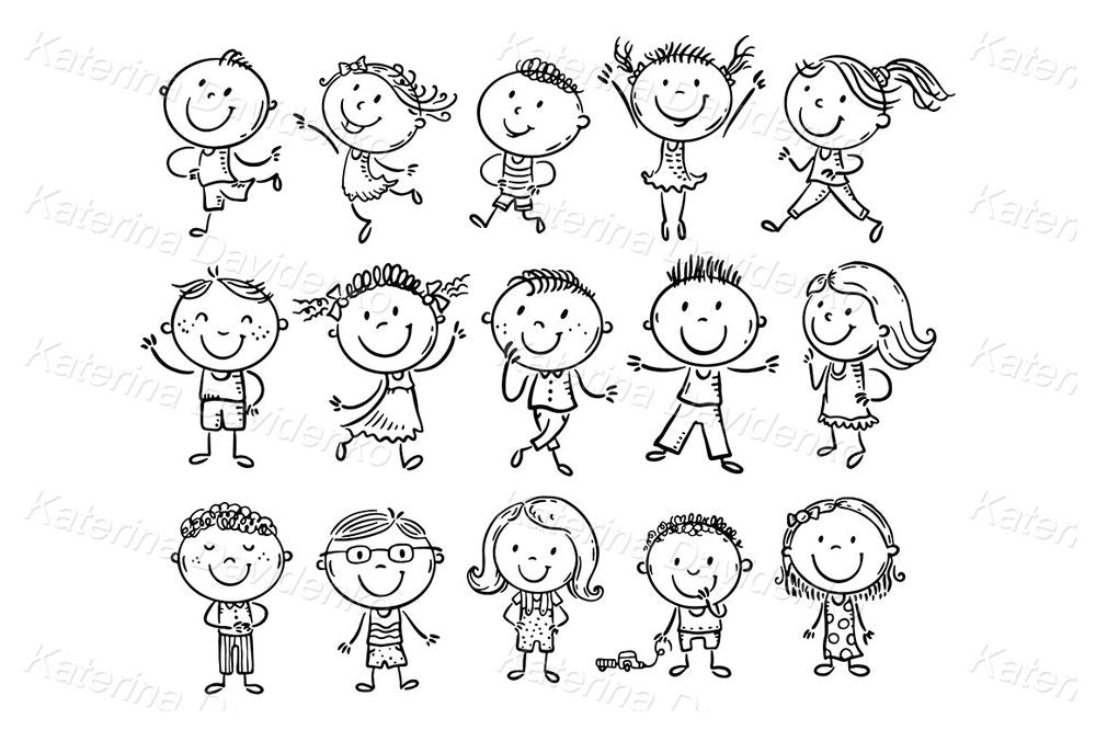 Diverse Kids Faces Clipart – Vector Set for Educational Crafts, Stickers & Classroom Decor